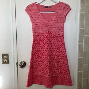 ATHLETA Dhara Summer Dress. V-neck, Empire Waist, Pink/Red. Size XXS